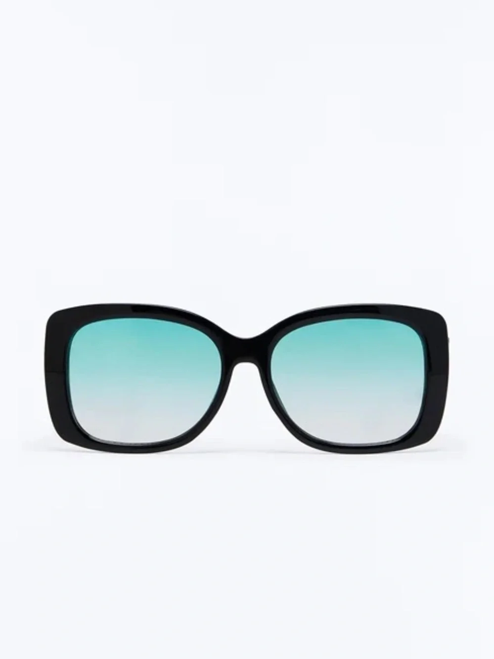 Black Frame Sunglasses with Blue Gradient Lenses - Women Accessories